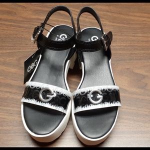 Black and White GBG By Guess Los Angeles Heeled / Wedge Sandals